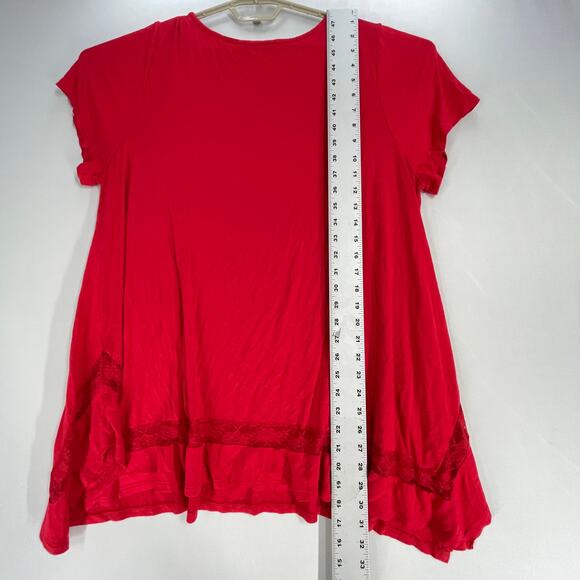 Lane Bryant Tunic Top Women Plus 18 / 20 Red Short Sleeve Relaxed Loose Fit - Picture 6 of 7